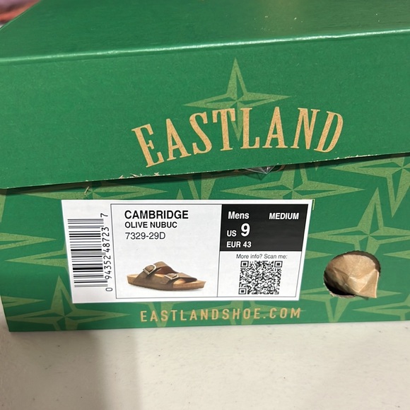 NEW Eastland Men’s Cambridge Sandals Olive Leather Upper NIB - Picture 7 of 10